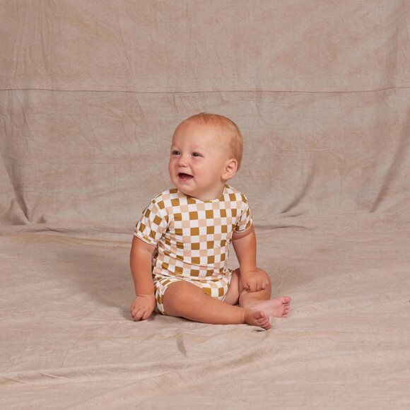Rylee + Cru Retro Check Shorty One Piece Swimsuit - Picture 2 of 7